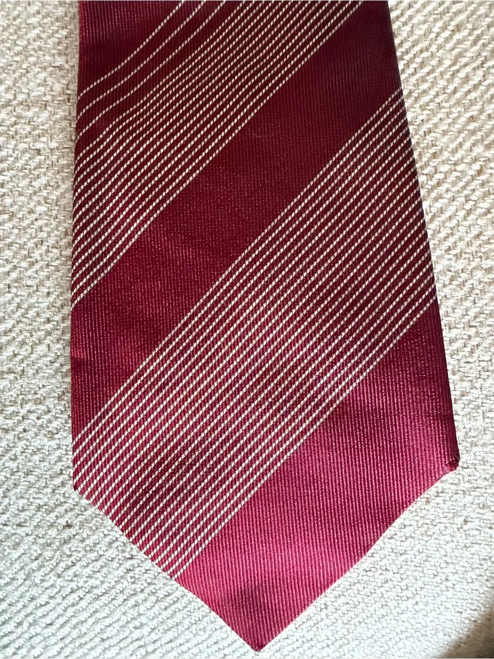 Dior Burgundy Striped Silk Tie with White Pinstripes AUTHENTIC